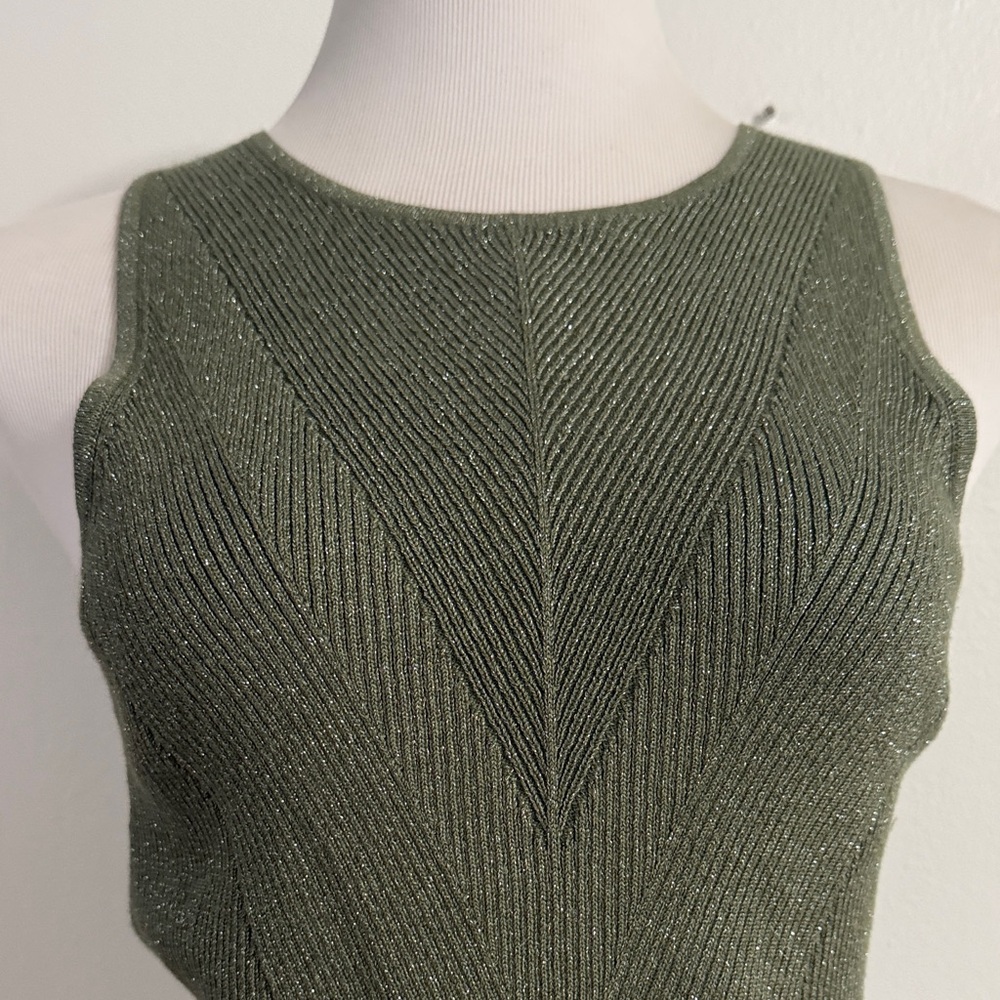 INC International Concepts Metallic Olive Sleeveless Top - Picture 3 of 5